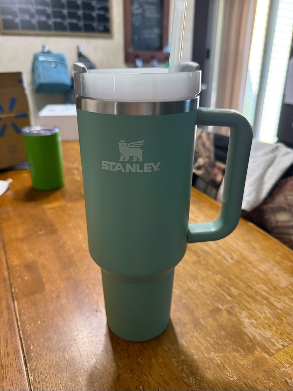Stanley Travel Mug in Sage Green with Handle